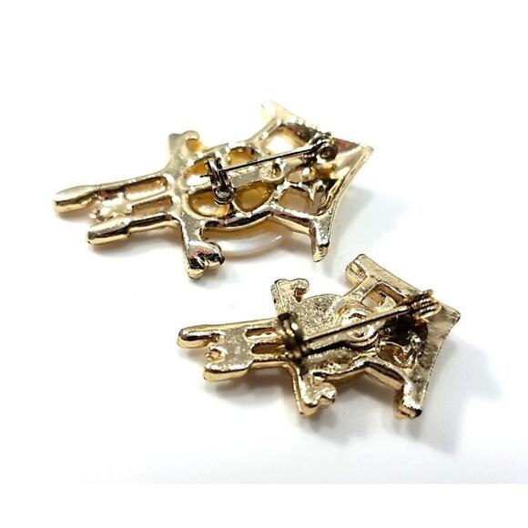 Vintage Cuckoo Clock Pins, Mother of Pearl Faces, 1950s Set of Two - Picture 7 of 10